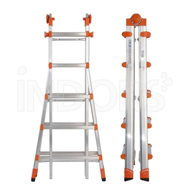 Scala Multiuso Gierre 'Peppina' - Doppia, 5+5 Pioli, Altezza Max Lavoro 5,70 M, Portata 100 Kg, Conforme EN131, Garanzia 3 Anni
