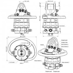Baltrotors GRS10 6 Vie - Rotatore con Flangia 6 Fori - +100/-80 kN per Pinze Forestali MHS