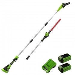 Greenworks GD40PSHK2X Potatore Tagliasiepi a Batteria con 2 batterie + Caricatore inclusi
