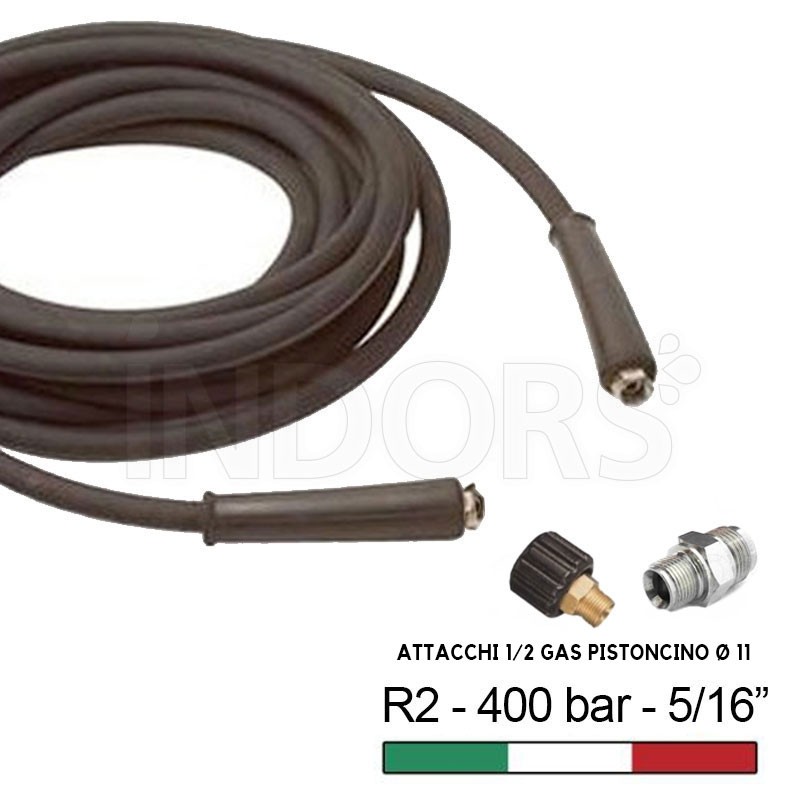 Tubo Alta Pressione R2 5/16 Nero   Attacchi 1/2 Gas Pistoncino Ø 11
