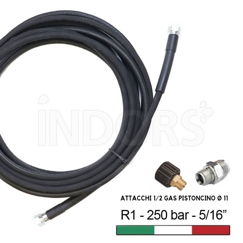 Tubo Alta Pressione R1 - Attacchi 1/2 Gas Pistoncino Ø 11