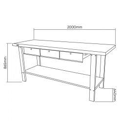 JBM 51738 - Tavolo di Lavoro a 3 Cassetti Professionale per Officine