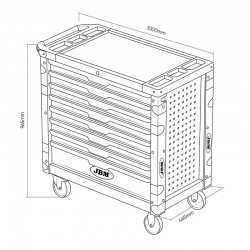 JBM 54688 - Carrello XL Professionale 8 Cassetti 468 Attrezzi Inclusi