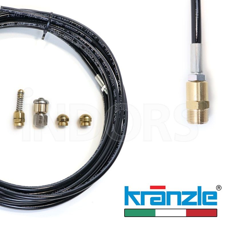 Sonda Sturatubi 15m Per Idropulitrice – 180 Bar, 3 Adattatori Per Kärcher/Bosch/Lavor/Parkside, Con Ugelli Fissi E Rotanti