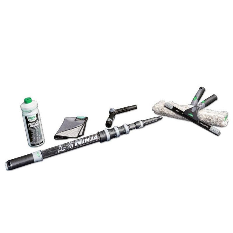 Unger ErgoTec NINJA AKN19 - Kit Pulizia Vetri 6 in 1 con Asta in Carbonio