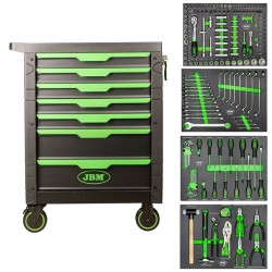 JBM SERIE 598 - Set di Attrezzatura compreso di Carrello 7 cassetti con Utensili 172 pezzi compresi (Art. 54389)