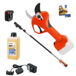 Stocker 63604 Kit Forbice Magma E-40 TP 21 V + Manico Telescopico Orientabile + Batteria + Caricabatterie