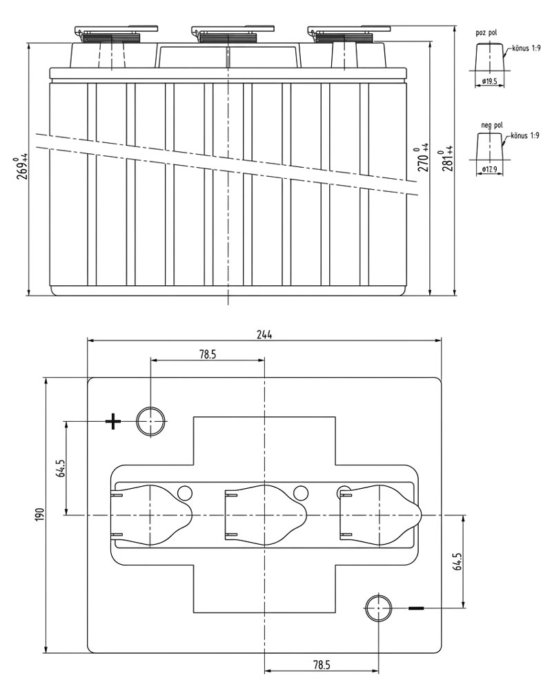 Accu Italia ES06220T 0365095 - Batteria al Piombo-Acido 6V 220 Ah per Veicoli Elettrici