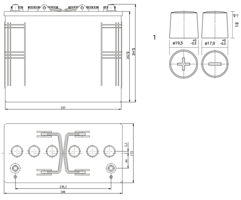 Accu Italia ES12140T 0365098 - Batterie au plomb-acide 12 V 140 Ah pour équipements électriques