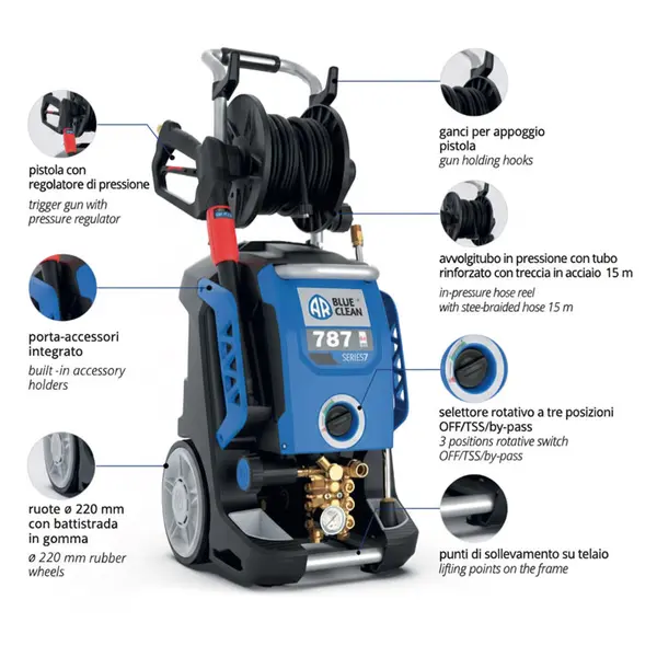 Annovi Reverberi 787 Dual Pro 15738 - Idropulitrice Professionale ad Acqua Fredda 200 bar