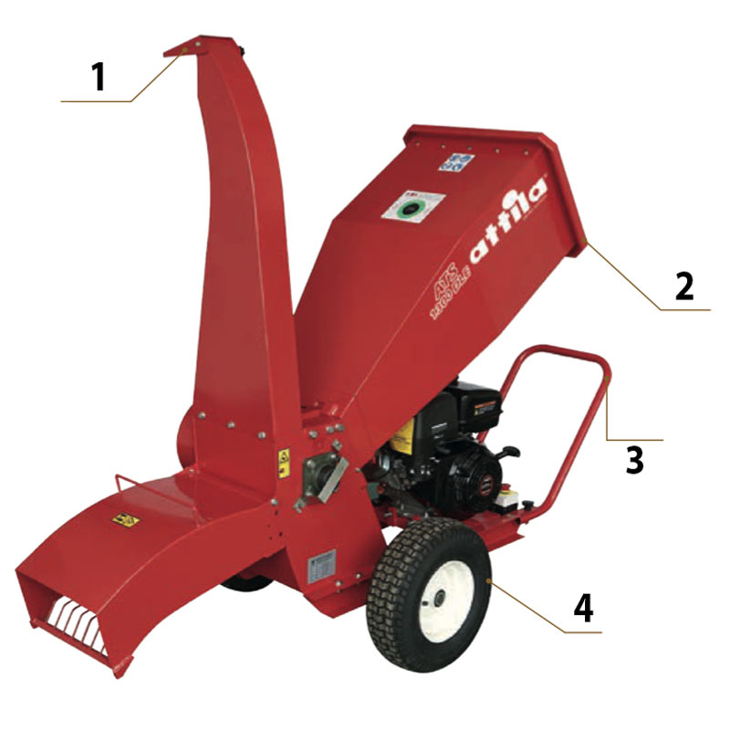 Attila ATS 1300 DLE 064430 - Broyeur de branches à essence avec moteur Loncin 420 cm3