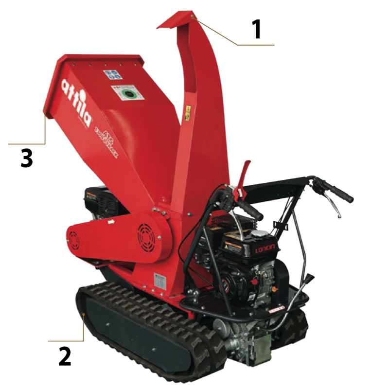 Broyeur de branches à essence Attila ATS 1300 L Track 064450 avec moteur Loncin 420 cm3