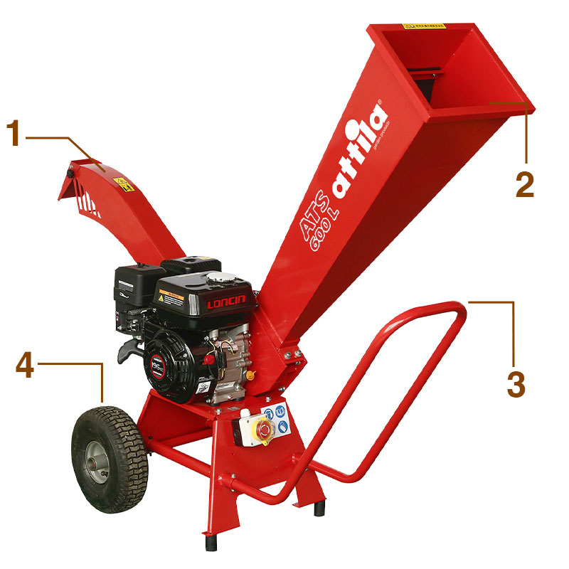 Broyeur de branches à essence Attila ATS 600 L avec moteur Loncin de 196 cm3