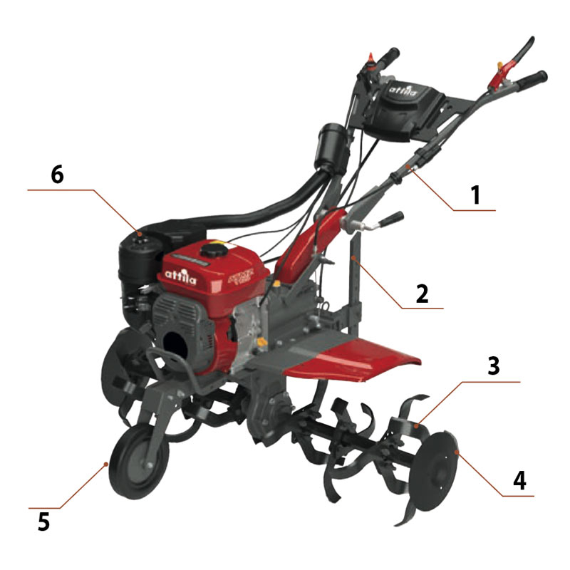 Motoculteur Attila ATMZ 8020 067090 - Motoculteur professionnel à essence avec moteur Weima 212 cm3