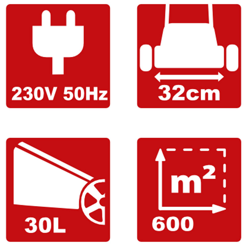 Attila AT 432 EL 067200 - 1200 W Electric Lawnmower for Areas Up to 600 m²