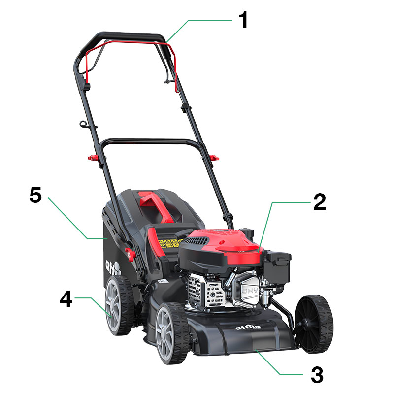 Attila AT 435 S - Self-propelled petrol lawnmower with 3 HP OHV engine