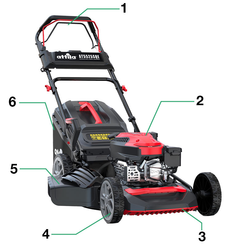 Attila AT 5525 SQE - 4-in-1 petrol-powered lawnmower