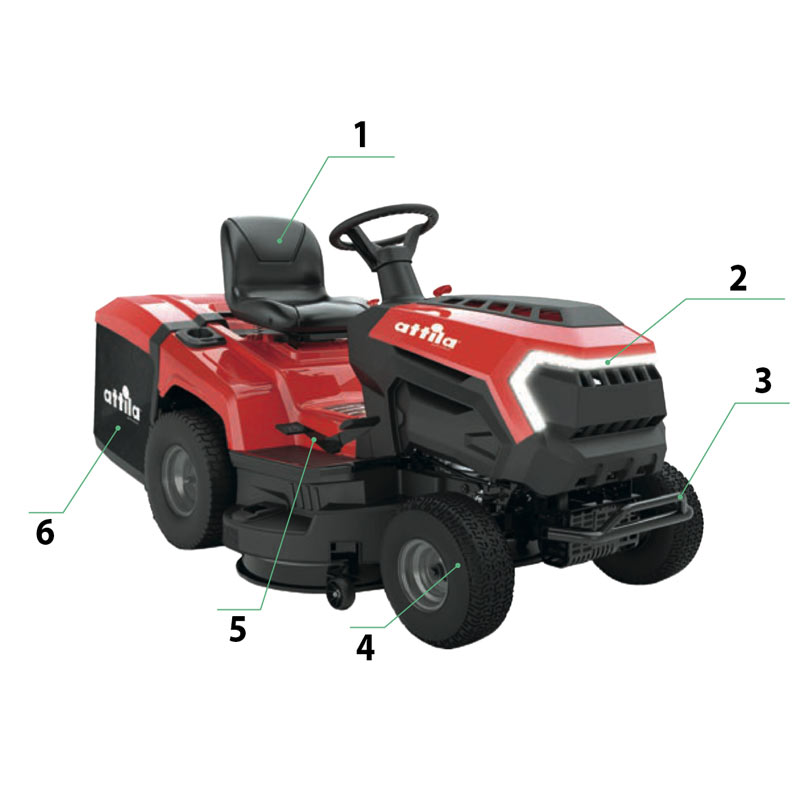 Attila AT 9845 RH 067310 - 98 cm Ride-On Mower with 452 cc Loncin Engine