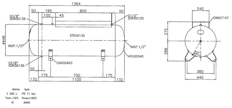 Dimensioni VEC04709 - 200 L