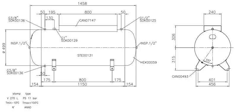 Dimensioni VEC04707 - 270 L