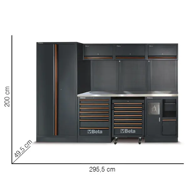 Beta C45PRO X/196UT - Piano di Lavoro da Officina 46 cm con 196 Attrezzi Inclusi