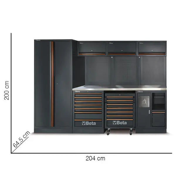 Beta C45PRO 2.0 A - Piano di Lavoro da Officina 61,5 cm con 157 Attrezzi Inclusi
