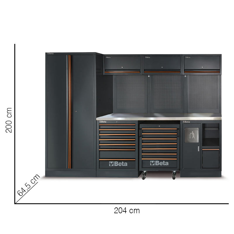 Beta C45PRO 2.0 A - Piano di Lavoro da Officina 61,5 cm con 157 Attrezzi Inclusi