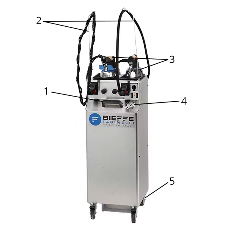 Bieffe Farinelli Steam Iron BF425S02 - Ironing System with 5 L Steam Generator + 2 Professional Irons