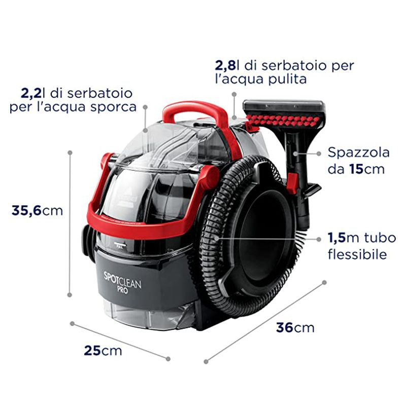 dimensions and details Bissell SpotClean Pro - Carpet cleaner 1kW
