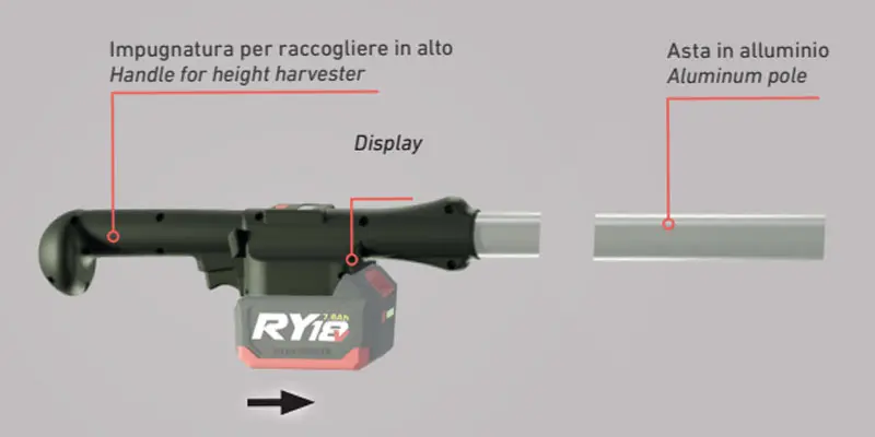 Castellari Olivance EP L 18 12V - Abbacchiatore Professionale a Batteria 3 m