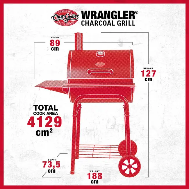 Wrangler Charcoal Barrel Grill 2823 barbecue a carbonella compatto
