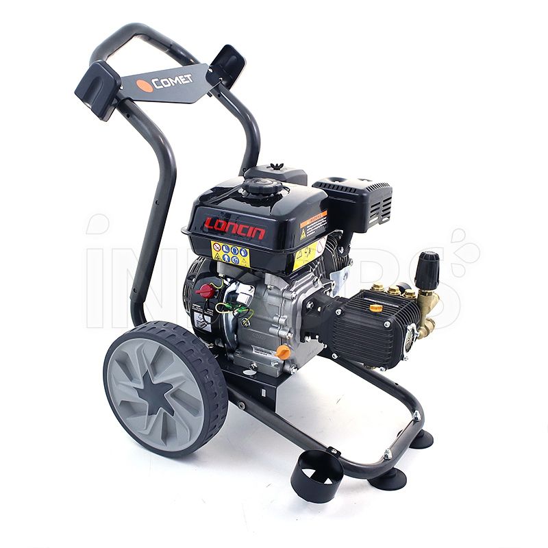 Idropulitrice Comet FDX 2 con motore a scoppio LONCIN G200 F. 720 l/h,  pressione max 200 bar, 6,0 HP, peso 30 kg. Accessori compresi: pistola,  lancia angolata con testina detergente senza ugello