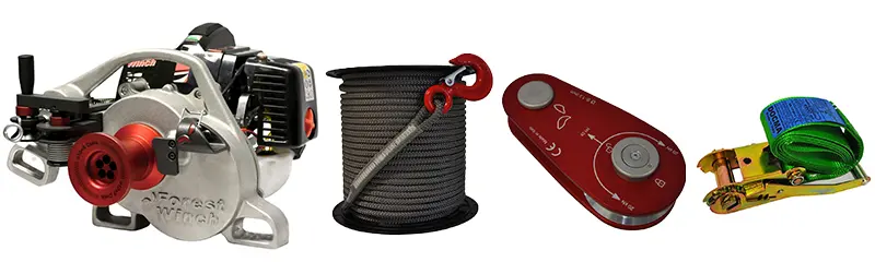 VF105 RED IRON Verricello Ultraleggero con Fune Tessile - Docma Forest Winch