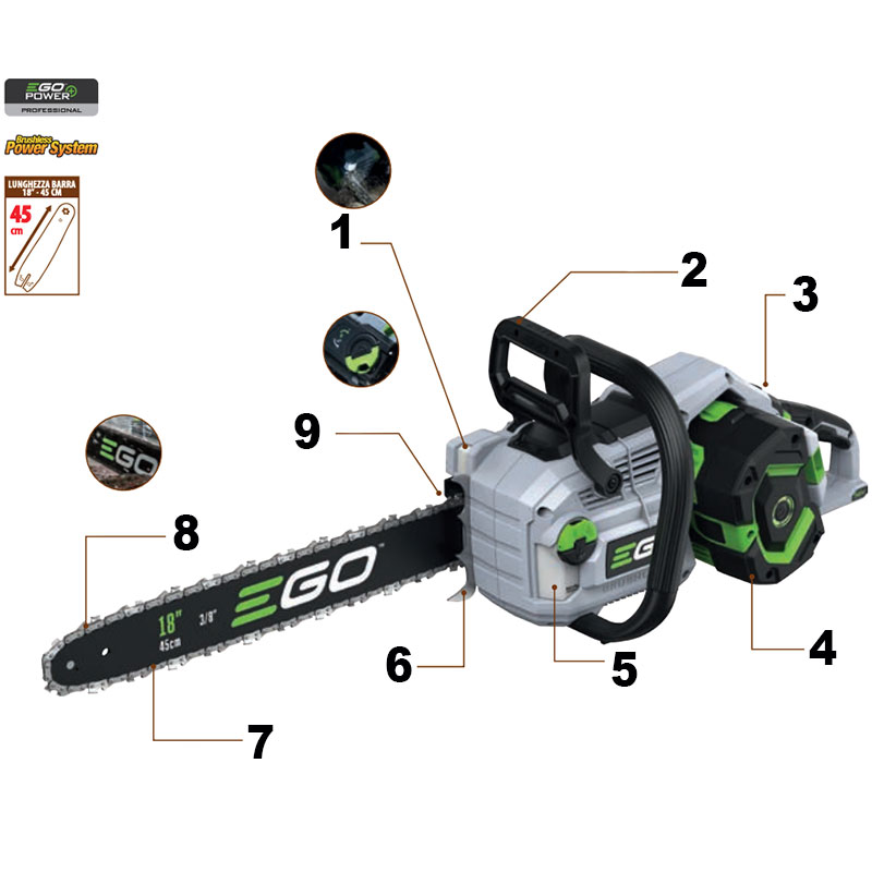 Tronçonneuse EGO CS1810 E - Oregon 45 cm avec lubrification automatique