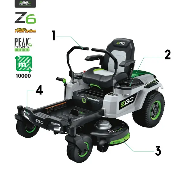 EGO ZT4201E-L Z6  Kit Trattorino Rasaerba 107 cm con Caricatore Rapido e Kit Mulching