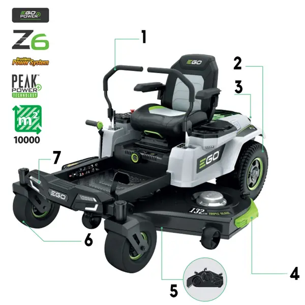 EGO ZERO TURN Z6 ZT5201E-L - Trattorino Tagliaerba 132 cm Scarico Laterale