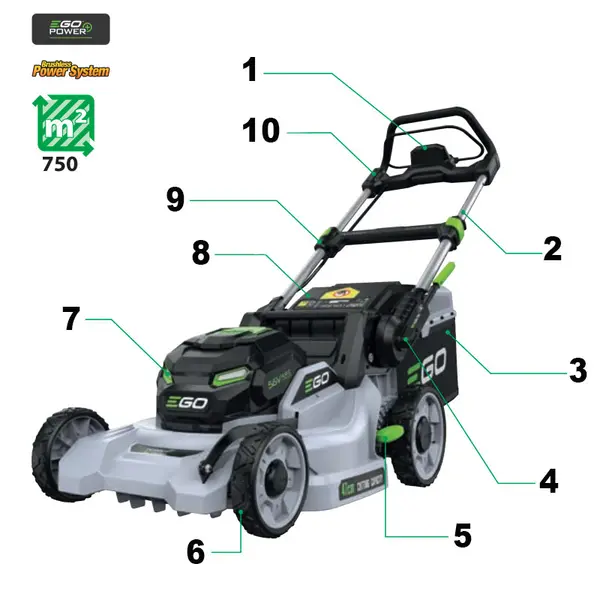 EGO LM 1912 E - Rasaerba Semovente 47 cm con Sacco Raccolta 55 L