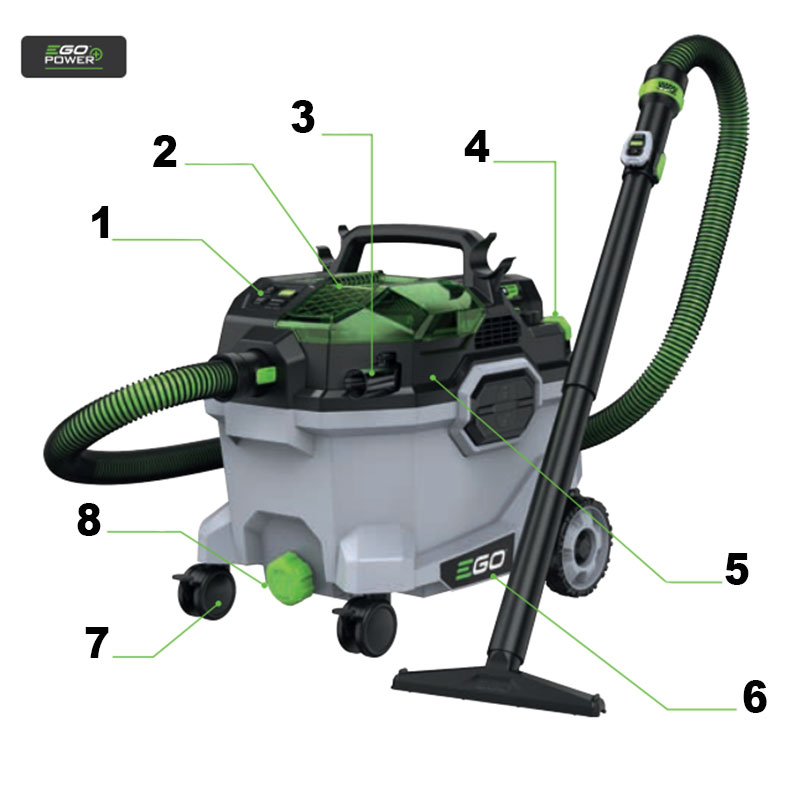 EGO WDV 0900 E - 34 L Battery-Powered Wet and Dry Vacuum Cleaner