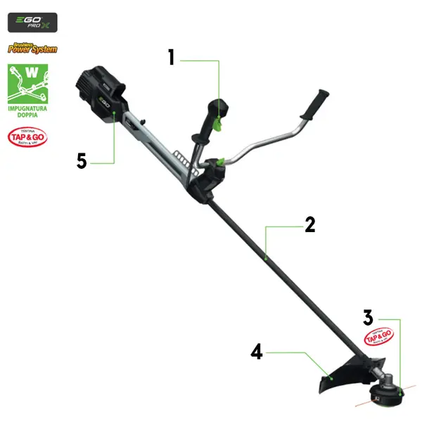 EGO BCX 3800 - Decespugliatore Professionale 38 cm Impugnatura Doppia