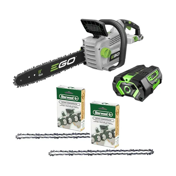 Ego KIT PROMO CS 1800 E - Motosega a Batteria con Lunghezza di Taglio da 45 cm