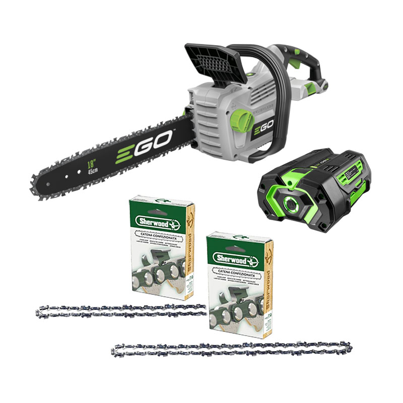 Ego KIT PROMO CS 1800 E -  Motosega a Batteria con Lunghezza di Taglio da 45 cm