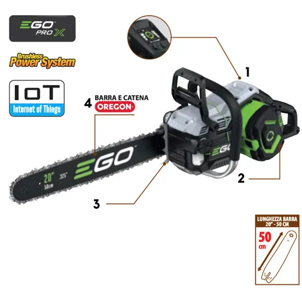 EGO CSX 5000 motosega a batteria con barra e catena Oregon