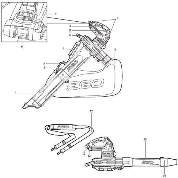 EGO LV 5004E - Kit Aspiratore/Soffiatore con kit battery