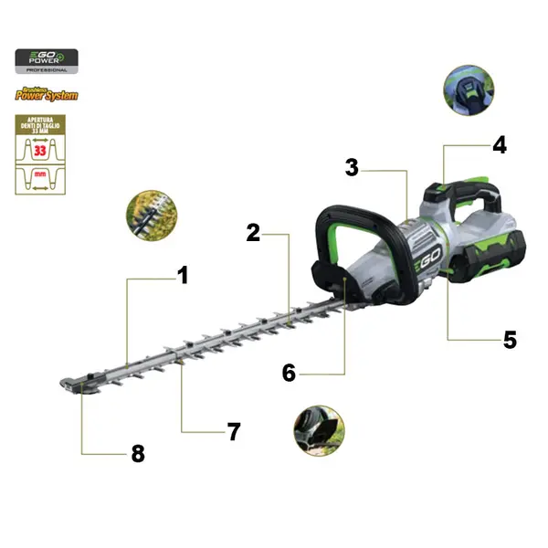 EGO HT 5110 E - Tagliasiepi Bidirezionale 51 cm a Batteria