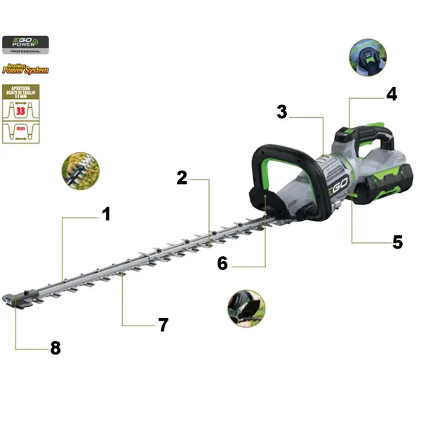 EGO HT 6510E - Tagliasiepi a Batteria 65 cm 2 Velocità