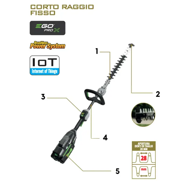 EGO HTX 5300 P - Tagliasiepi Corto Raggio Fisso con Lame 53 cm