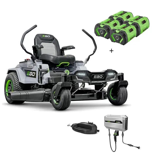 EGO ZT4201E-L Z6  Kit Trattorino Rasaerba 107 cm con Caricatore Rapido e Kit Mulchin