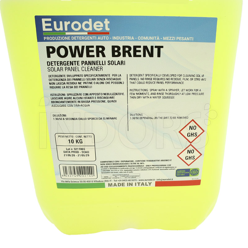 Eurodet Power Brent - Detergente Pulizia Pannelli Fotovoltaici 10 kg