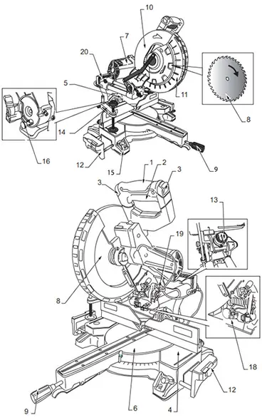 Componenti della sega circolare per legno Femi TR235