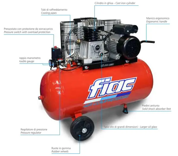 Fiac AB 100/268 M - Fiac AB 100/360 M - Fiac AB 100/415 M - compressore 3 Cavalli 100 litri